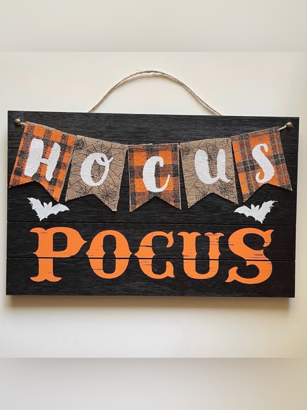 Ashland Hocus Pocus Wooden Halloween Wall Sign with Burlap Accents